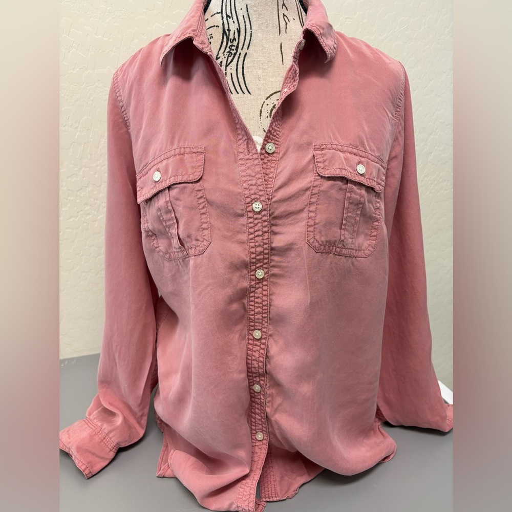 Talbots Pink Button-Up Blouse Size 8